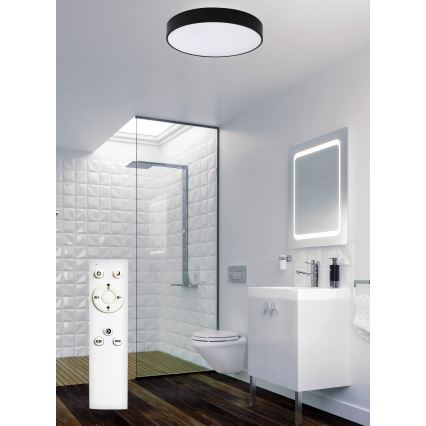 Top Light - LED Aptumšojama vannas istabas griestu lampa PETAL LED/48W/230V IP44 3000-6500K d. 48 cm melna + tālvadības pults