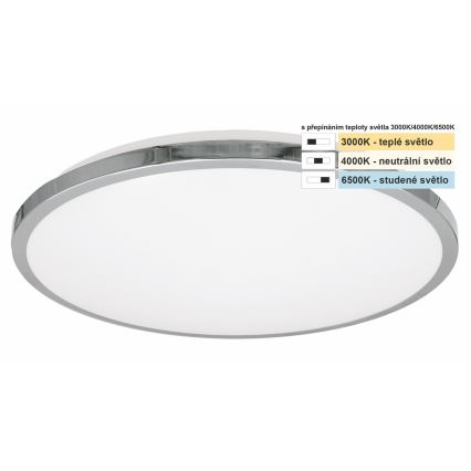 Top Light - LED Vannas istabas griestu lampa SILVER LED/10W/230V IP44 3000/4000/6500K d. 29 cm spīdīgi hromēts