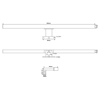 Top Light - LED Vannas istabas spoguļa apgaismojums OREGON LED/9W/230V 60 cm IP44