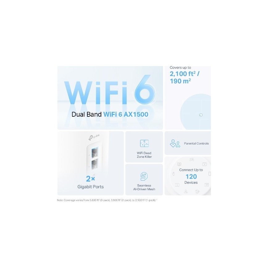 TP-Link - 2 vienību Wi‑Fi 6 mesh sistēmas komplekts Deco X10 visai mājai