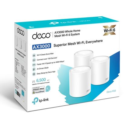 TP-Link - 3 vienību Wi‑Fi 6 mesh komplekts visai mājai Deco X50