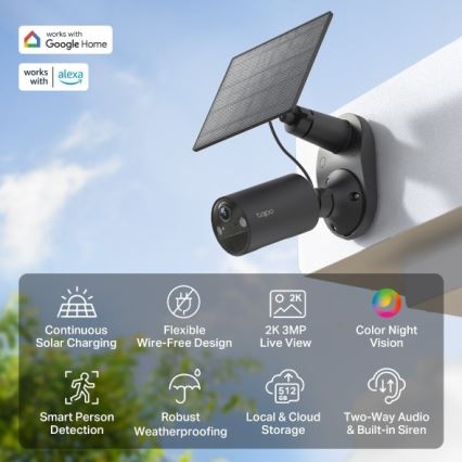 TP-Link - Āra saules kamera ar sensoru IP65 Wi-Fi
