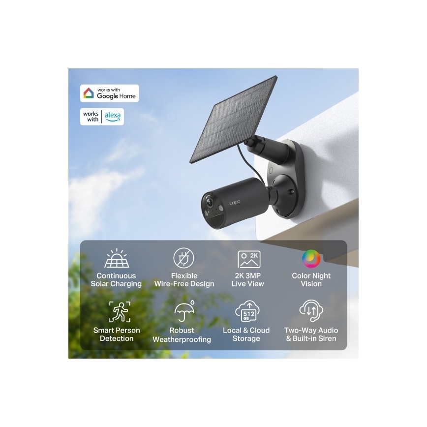 TP-Link - Āra saules kamera ar sensoru IP65 Wi-Fi