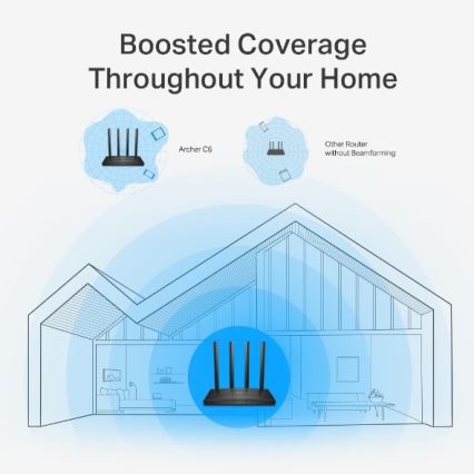TP-Link - Bezvadu gigabitu MU-MIMO maršrutētājs Archer C6 V3.2 Wi-Fi