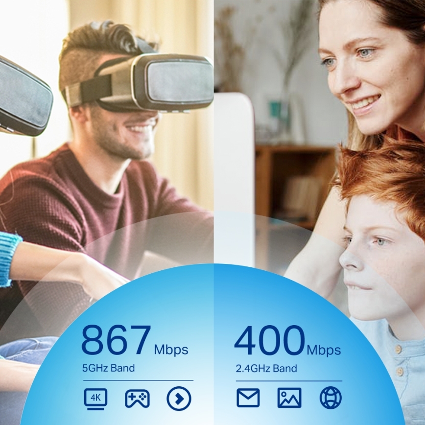 TP-Link - Bezvadu USB tīkla adapters ar augstas pastiprināšanas antenām Archer T4U Plus