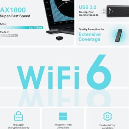 TP-Link - Divjoslu bezvadu USB adapters ar Wi-Fi 6 Archer TX20U