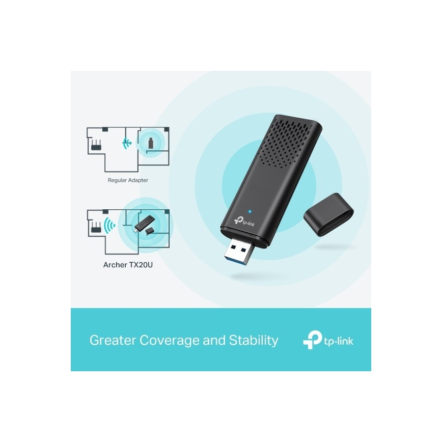 TP-Link - Divjoslu bezvadu USB adapters ar Wi-Fi 6 Archer TX20U