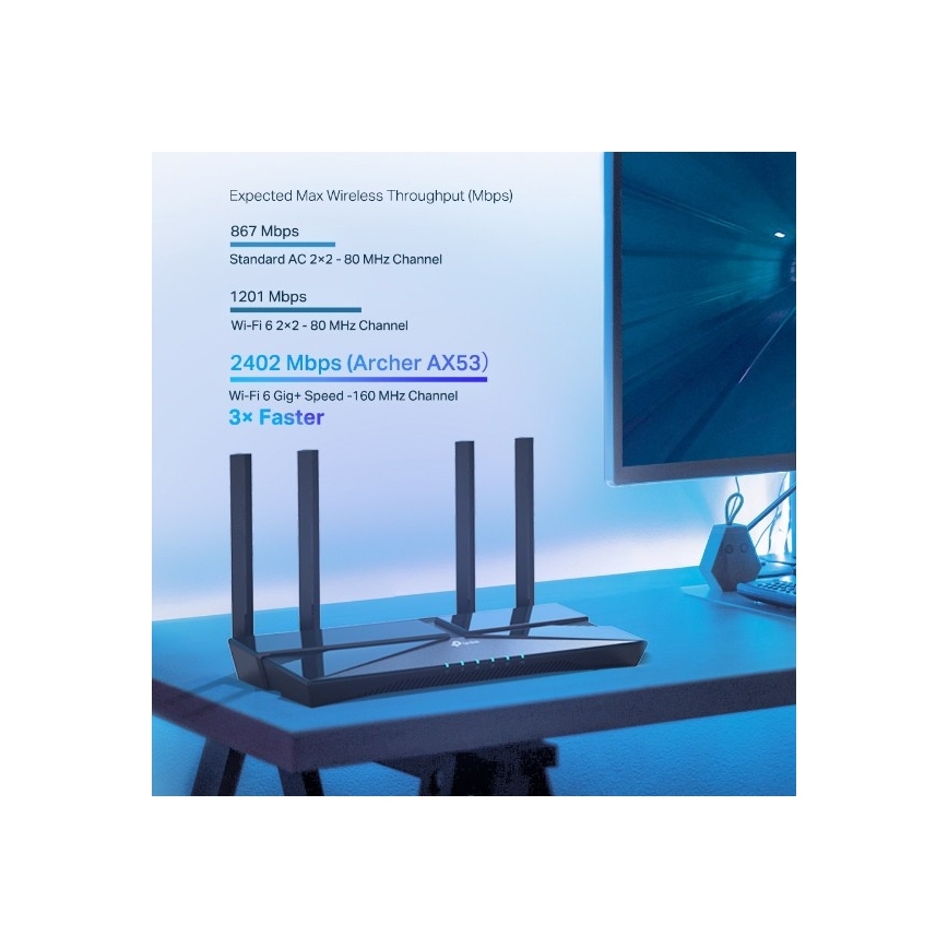 TP-Link - Divjoslu gigabita Wi‑Fi 6 maršrutētājs Archer AX53