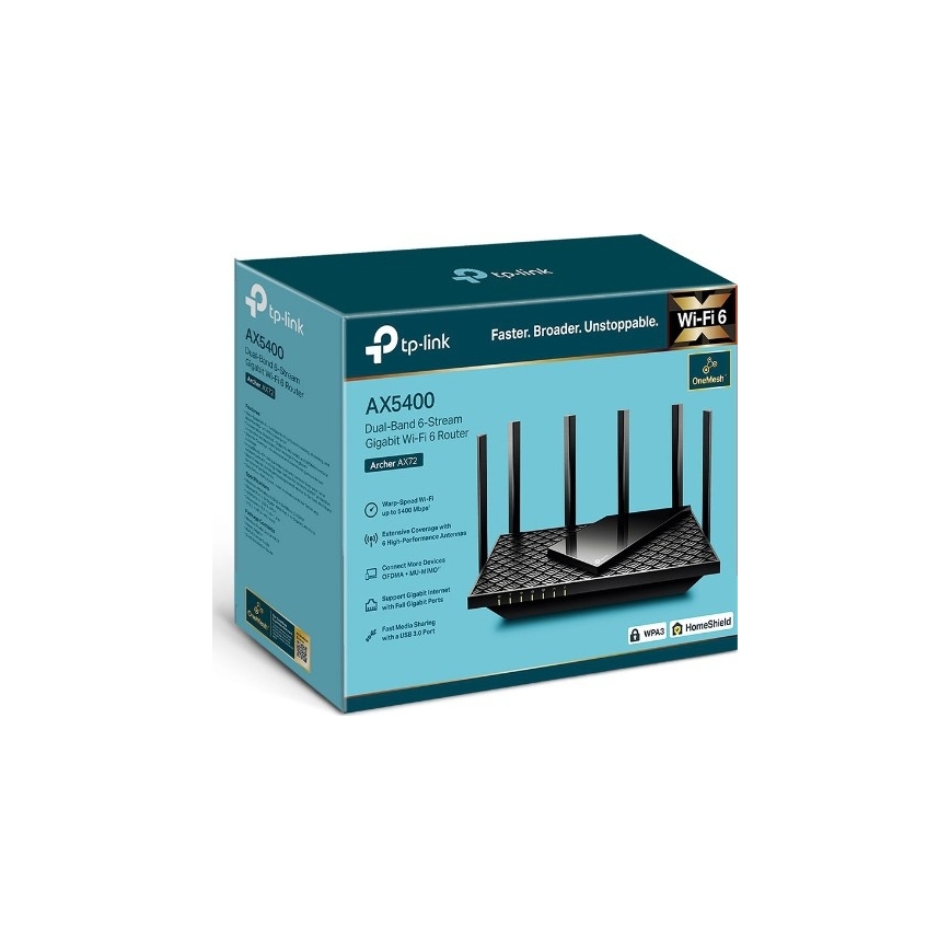 TP-Link - Divjoslu gigabita Wi‑Fi 6 maršrutētājs Archer AX72