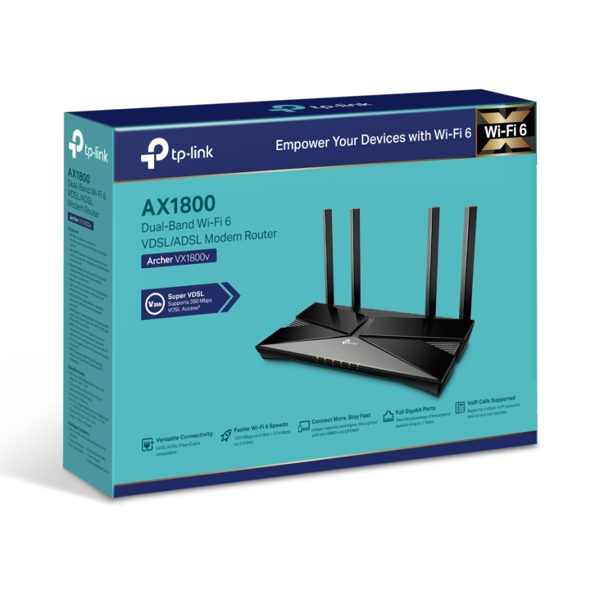 TP-Link - divjoslu VDSL/ADSL modema maršrutētājs ar Wi‑Fi 6 Archer VX1800V