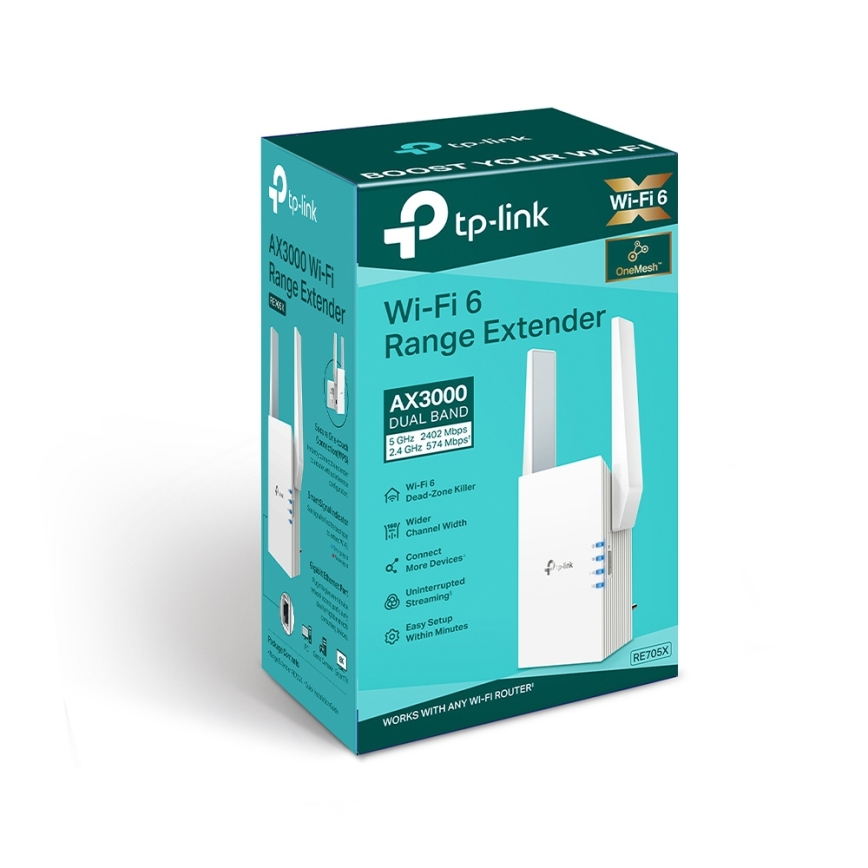 TP-Link - Divjoslu Wi-Fi 6 pastiprinātājs RE705X
