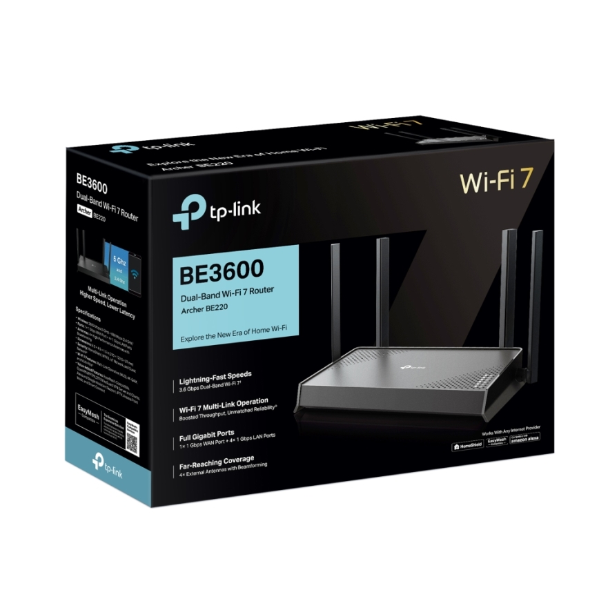 TP-Link - Divjoslu Wi-Fi 7 maršrutētājs Archer BE220