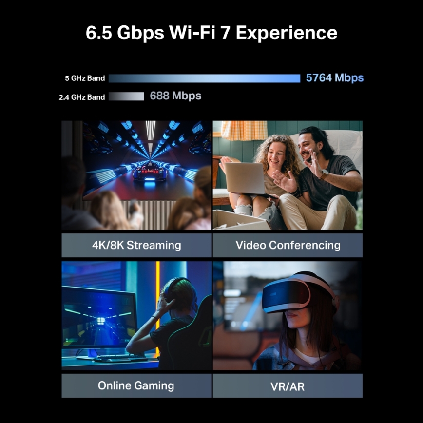 TP-Link - divjoslu Wi-Fi 7 maršrutētājs Archer BE400