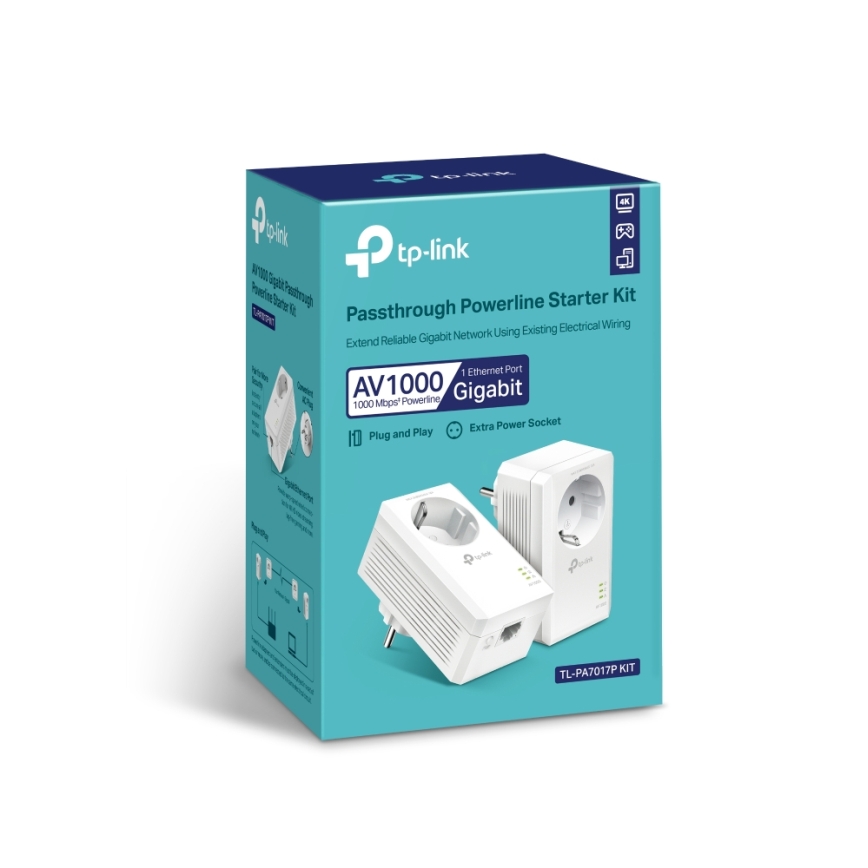 TP-Link - Gigabitu Powerline Wi-Fi komplekts ar caurlaides kontaktligzdu