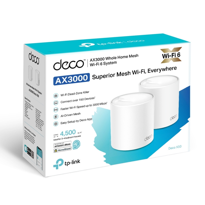 TP-Link - Komplekts 2x Deco X50 Wi-Fi 6 mesh sistēma visai mājai