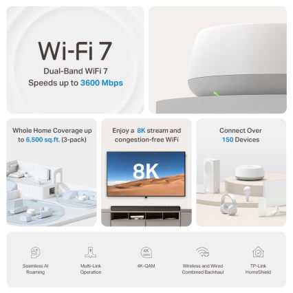 TP-Link - Mesh Wi‑Fi 7 sistēma visai mājai