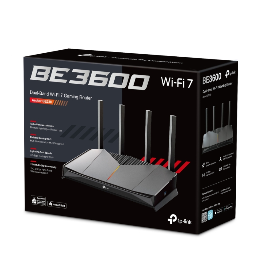 TP-Link - Spēļu divjoslu Wi-Fi 7 maršrutētājs Archer GE230
