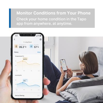 TP-Link - Temperatūras un mitruma viedais sensors 1xCR2450 Wi-Fi