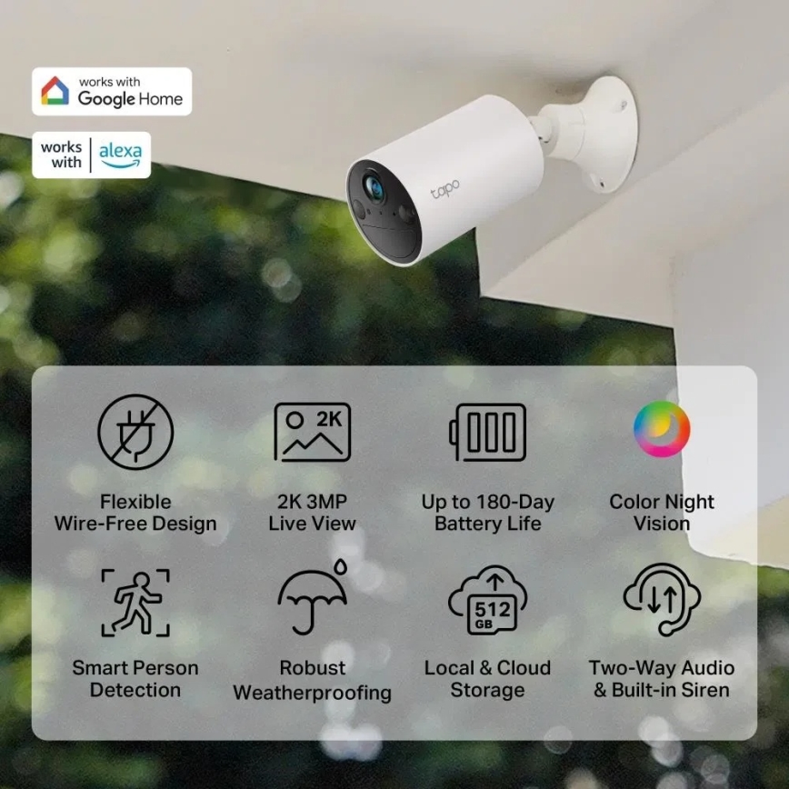 TP-Link - Viedā āra kamera ar sensoru IP65 Wi-Fi