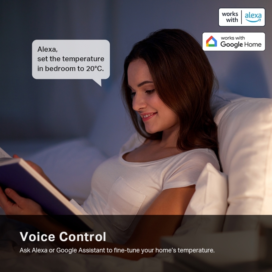 TP-Link - Viedā termostatiskā galviņa ar LCD displeju 2xAA Tuya