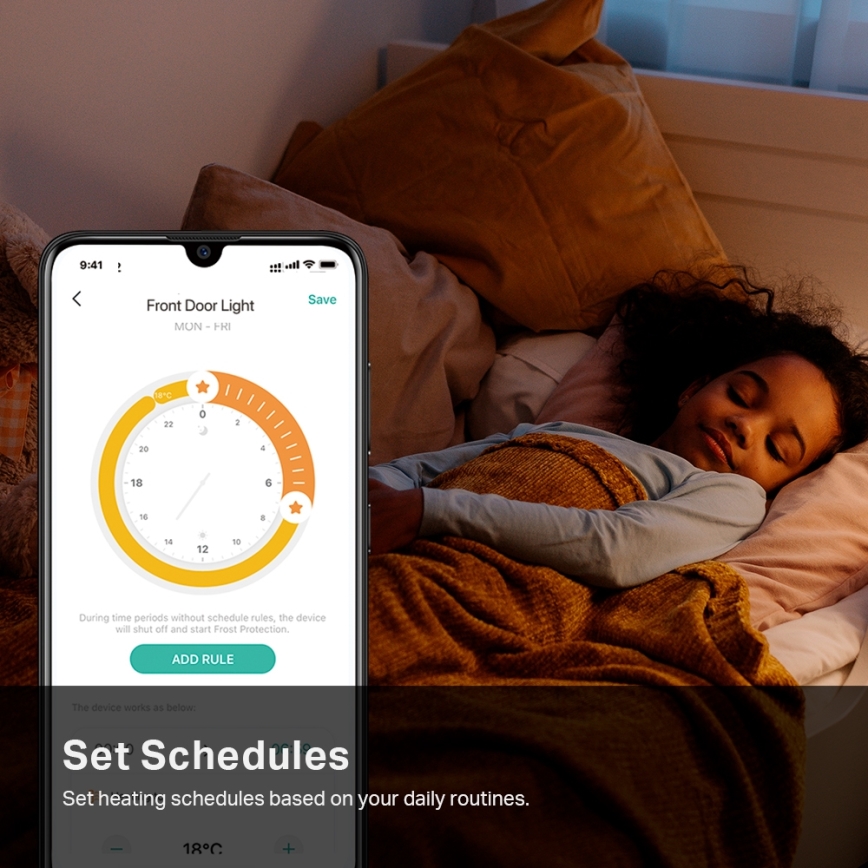 TP-Link - Viedā termostatiskā galviņa ar LCD displeju 2xAA Tuya