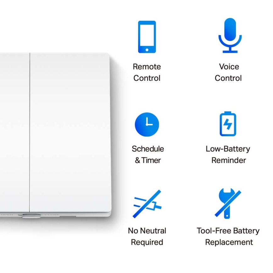 TP-Link - Viedais divu pogu gaismas slēdzis, 2x AAA, Wi-Fi
