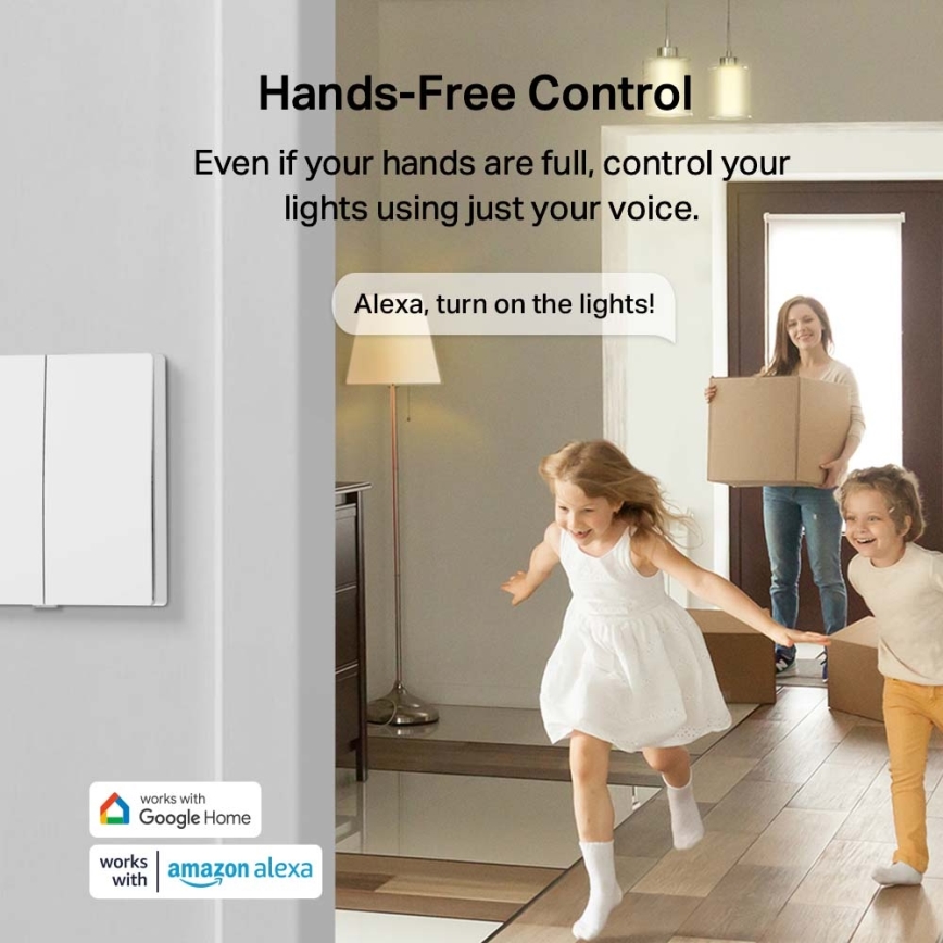 TP-Link - Viedais divu pogu gaismas slēdzis, 2x AAA, Wi-Fi