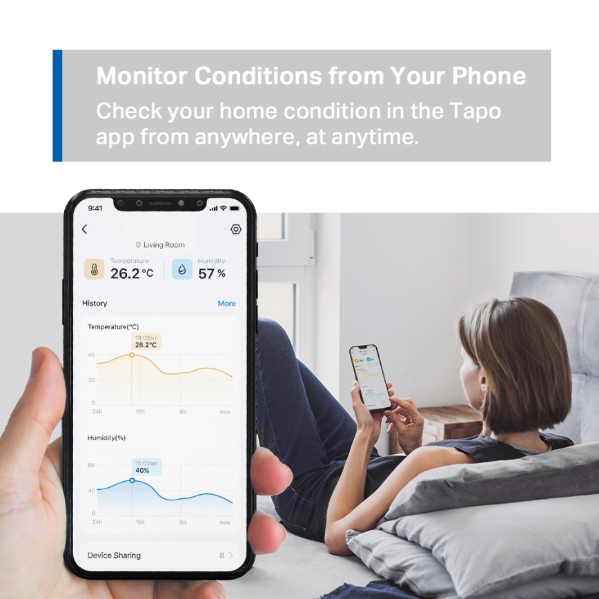 TP-Link - Viedais temperatūras un mitruma monitors 2xAAA Wi-Fi