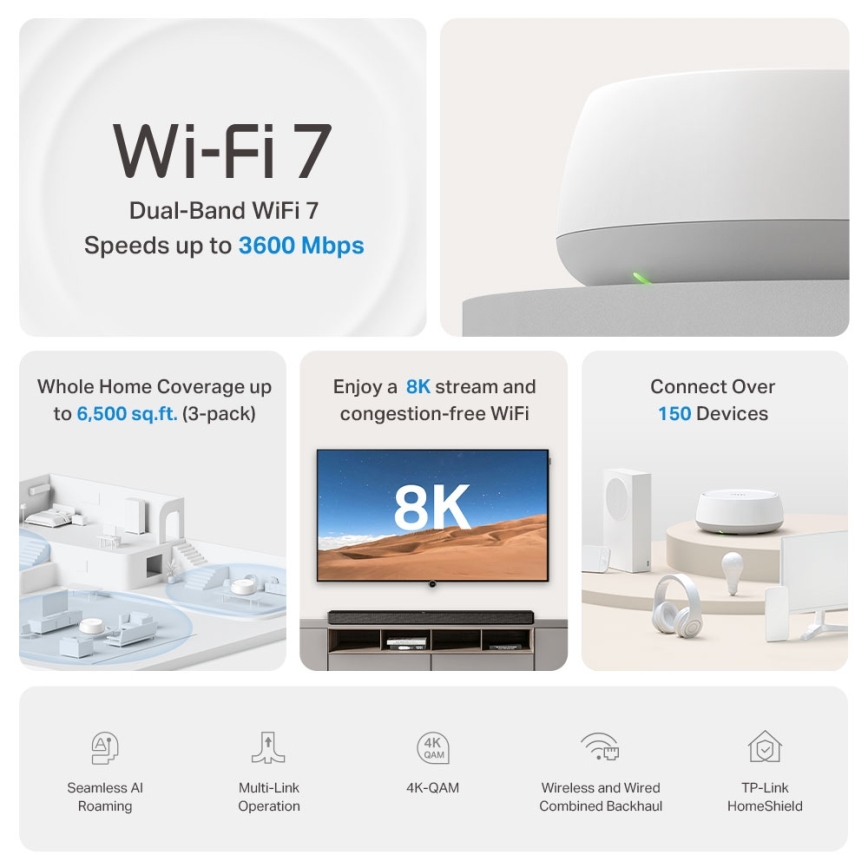 TP-Link - Wi-Fi 7 Mesh sistēma visai mājai Deco BE22