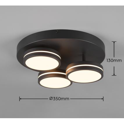 Trio - LED dimmējama griestu lampa FRANKLIN 3xLED/8,5 W/230 V 3000 K Ø 35 cm melna