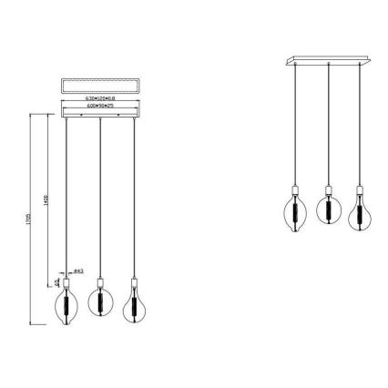 Trio - LED Aptumšojama lustra ar auklu GINSTER 3xE27/8W/230V