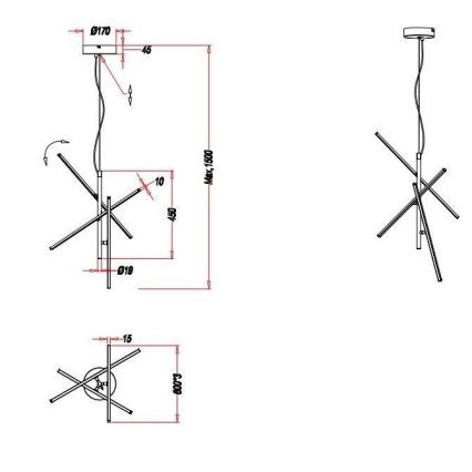 Trio - LED Aptumšojama lustra ar auklu TIRIAC 3xLED/7,5W/230V