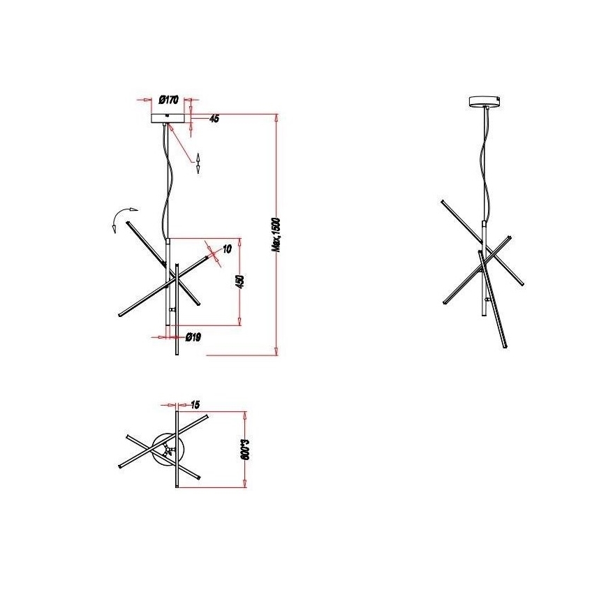 Trio - LED Aptumšojama lustra ar auklu TIRIAC 3xLED/7,5W/230V