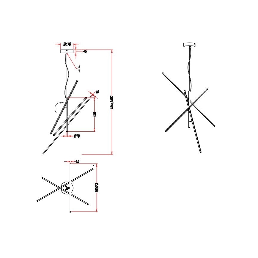 Trio - LED Aptumšojama lustra ar auklu TIRIAC 3xLED/8,5W/230V balta