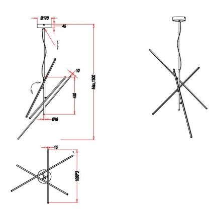 Trio - LED Aptumšojama lustra ar auklu TIRIAC 3xLED/8,5W/230V