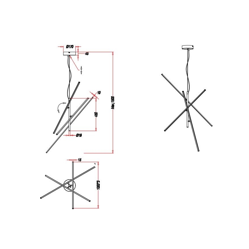 Trio - LED Aptumšojama lustra ar auklu TIRIAC 3xLED/8,5W/230V