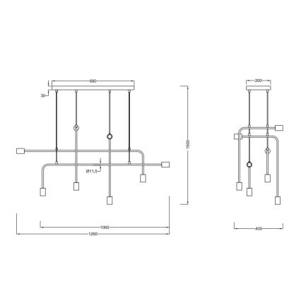 Trio - Lustra ar auklu CONNOR 8xE27/10W/230V