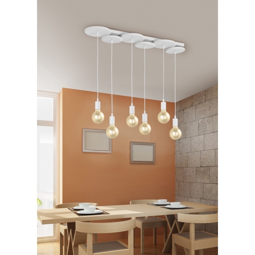 Trio - Lustra ar auklu DISCUS 6xE27/28W/230V balta