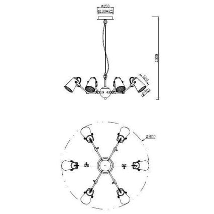 Trio - Lustra ar auklu EDWARD 6xE14/40W/230V