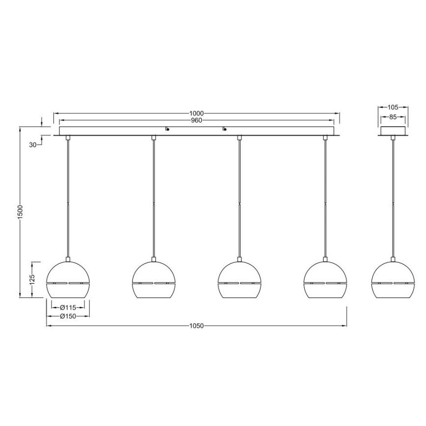 Trio - Lustra ar auklu FLETCHER 4xE14/40W/230V misiņš
