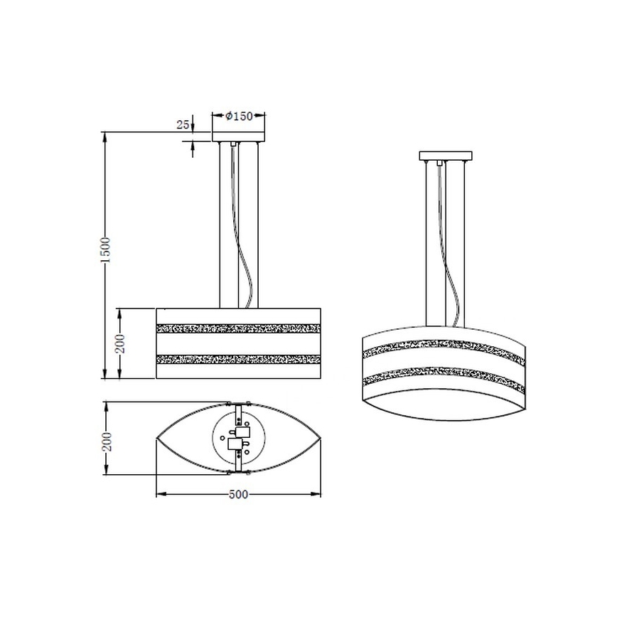 Trio - Lustra ar auklu NIKOSIA 2xE27/40W/230V sudraba
