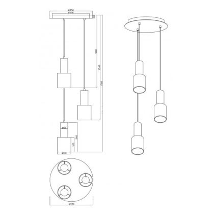 Trio - Lustra ar auklu WAILER 3xGU10/5W/230V pelēka