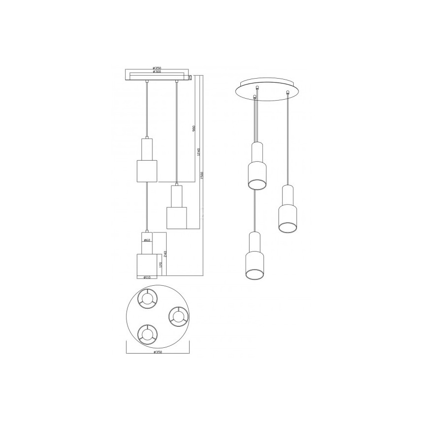 Trio - Lustra ar auklu WAILER 3xGU10/5W/230V pelēka