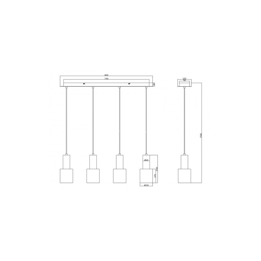 Trio - Lustra ar auklu WAILER 4xGU10/5W/230V pelēka