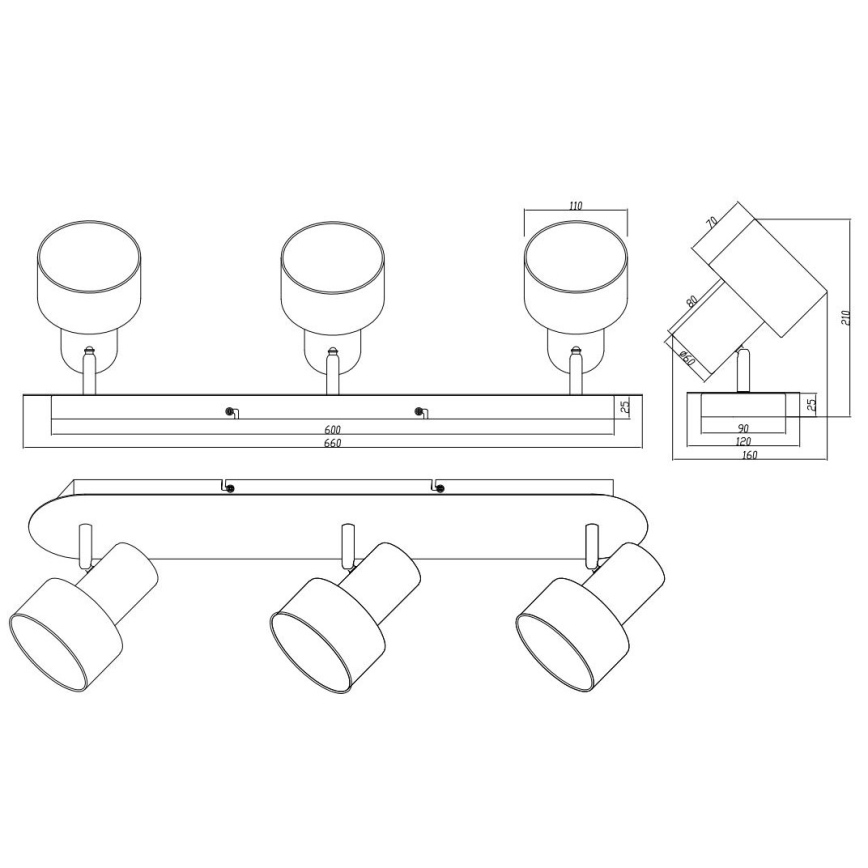 Trio - Starmetis WAILER 3xGU10/5W/230V matēts hroms