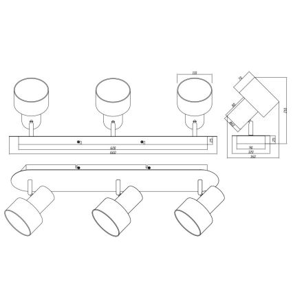 Trio - Starmetis WAILER 3xGU10/5W/230V melns