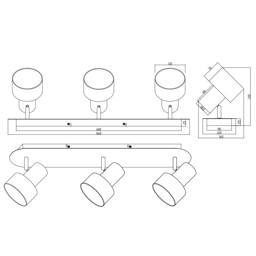 Trio - Starmetis WAILER 3xGU10/5W/230V melns