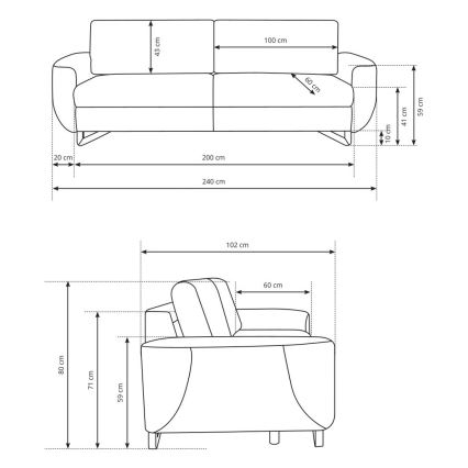 Trīsvietīgs dīvāns AVESTA — pelēks