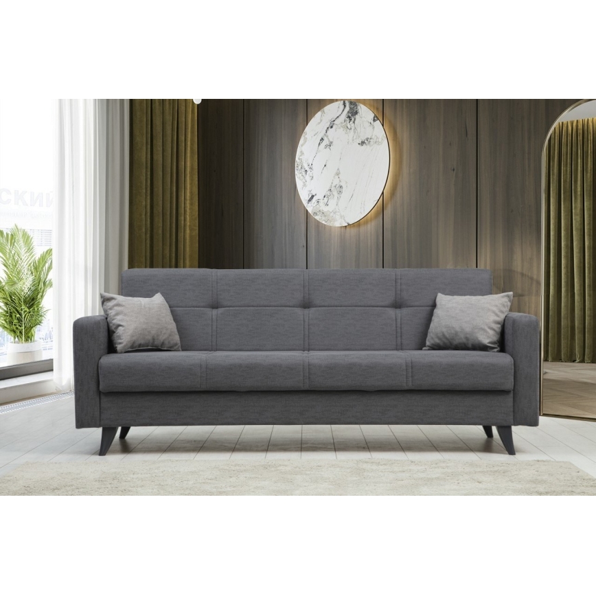 Trīsvietīgs izvelkams dīvāns KORFU tumši pelēks