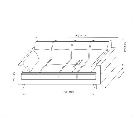 Trīsvietīgs izvelkams dīvāns KORFU tumši pelēks